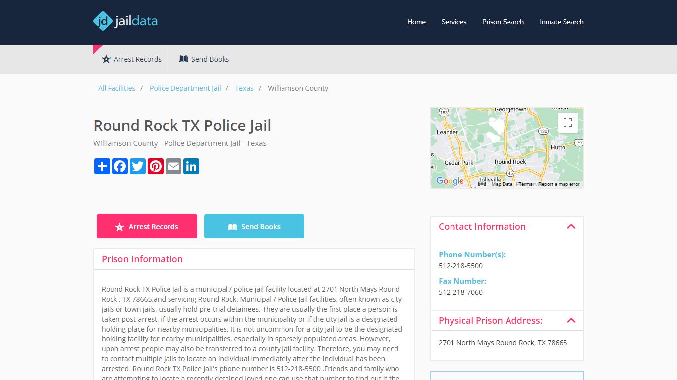 Round Rock TX Police Jail Inmate Search and Prisoner Info - Round Rock, TX